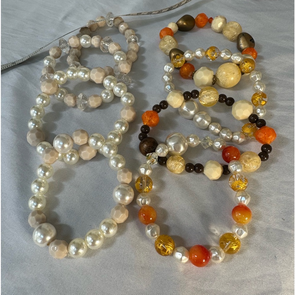 Set of eight vintage stretch bead bracelets